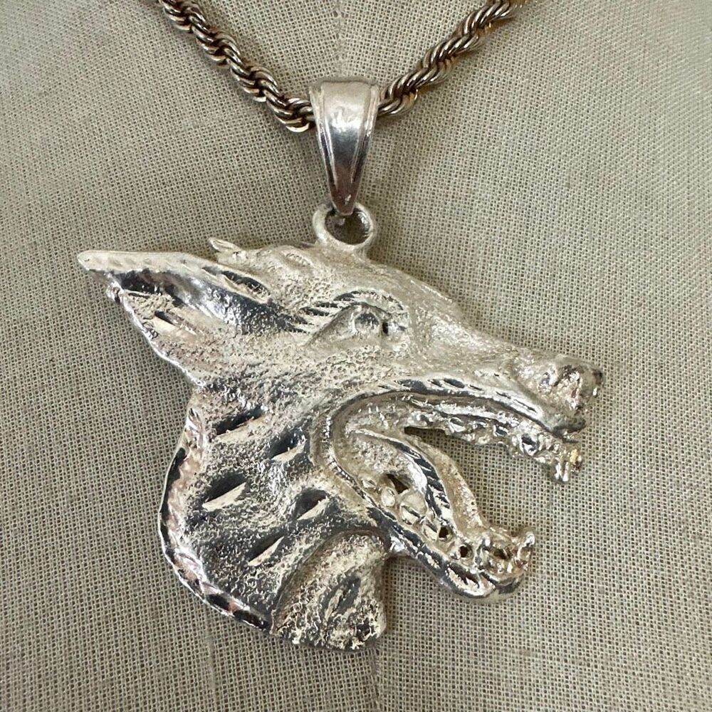 Wolf Head Pendant Necklace